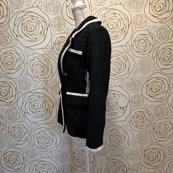 NWT Aqua Double-Breasted tweed Jacket with White Trim - Picture 2 of 6